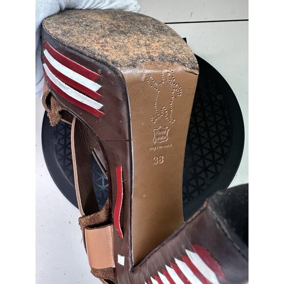 Marni Beige Brown Patent Leather Platform Pumps Spring 2009 RTE Sz 38 / 8 US - Picture 13 of 13